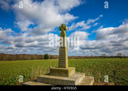 Monument de St Edmund pour le roi Edmund qui a été abattu avec des flèches par les Danois en AD870 sur ce site possible à Hoxne, Suffolk, Royaume-Uni. Banque D'Images