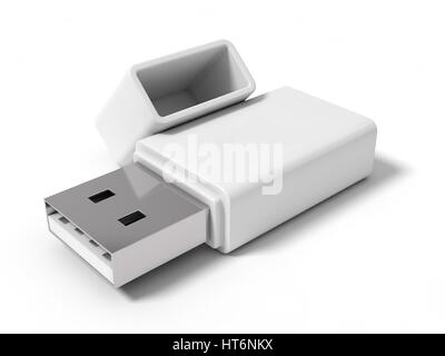 Illustration 3d d'une simple clé USB vierge. isolé sur blanc. Banque D'Images