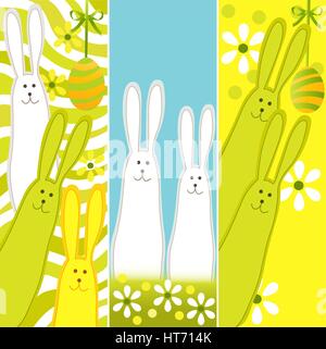Bannières de Pâques avec le lapin drôle Illustration de Vecteur