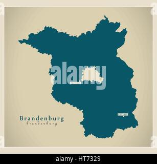 Carte moderne de Brandebourg - nouveau design illustration rafraîchie Illustration de Vecteur