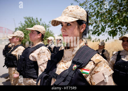 Les femmes kurdes du 2e bataillon, 6e brigade, une unité féminine de tous les peshmergas, Iraq Sulaymaniyah. Banque D'Images