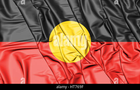 3D Drapeau aborigène de l'Australie. 3D Illustration. Vue de face. Banque D'Images