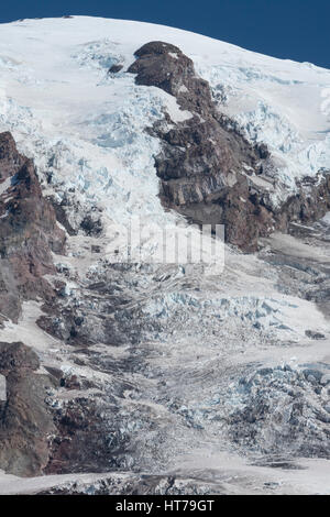 Glacier Nisqually sur Mt Rainier (14 410), Mount Rainier National Park, Washington, États-Unis Banque D'Images