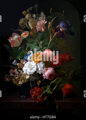 Vase de fleurs, par Rachel Ruysch, 1700, Royal Art Gallery, Musée Mauritshuis, La Haye, Pays-Bas, Europe Banque D'Images