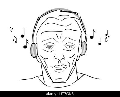 Man listening music - main libre de dessin vectoriel Illustration de Vecteur