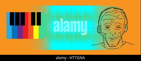 Man listening music - main libre de dessin vectoriel Illustration de Vecteur