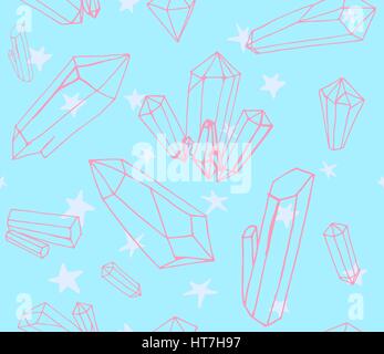 Hand drawn vector background de cristaux et de stars Illustration de Vecteur