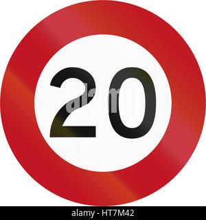 New Zealand road sign R1-1 - 20 km/h limite. Banque D'Images