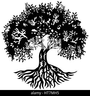 Silhouette d'arbre noir isolé sur fond blanc. L'élément décoratif Illustration de Vecteur