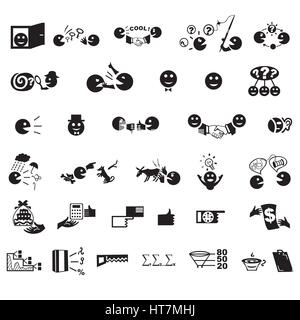 La gestion d'affaires, l'organisation et l'ensemble des icônes Les icônes de bureau Illustration de Vecteur