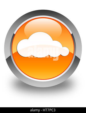 Icône de nuage isolé sur bouton rond orange brillant abstract illustration Banque D'Images