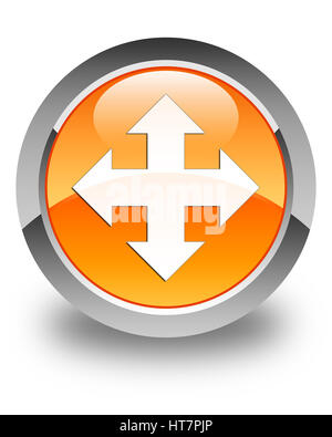 L'icône Déplacer isolé sur bouton rond orange brillant abstract illustration Banque D'Images