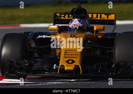 Montmelo, Espagne. 7 mars, 2017. Joylon Palmer (Renault), au cours de la première journée de la formule finale un hiver les essais au circuit de Barcelone le 7 mars 2017 dans Montmelo, Espagne. Crédit photo : S.Lau : dpa/Alamy Live News Banque D'Images