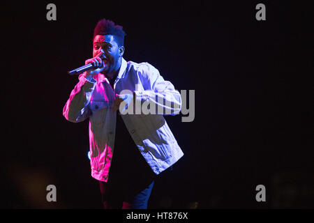 Londres, Royaume-Uni. Le 08 mars, 2017. Londres, Angleterre, Abel Tesfaye Makkonen de The Weeknd, le effectue sa deuxième nuit à l'O2 Arena de Londres.© Jason Richardson / Alamy Live News Banque D'Images