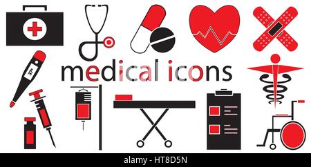 Ensemble d'icônes médicale isolée en vecteur de fond blanc. Illustration de Vecteur