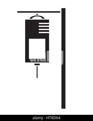 Le noir et blanc IV sac saline vecteur icône isolé en fond blanc. Icônes médicale. Illustration de Vecteur