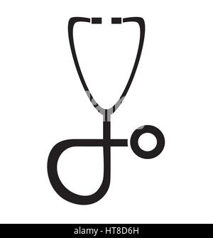 Le noir et blanc icône stéthoscope isolé en vecteur de fond blanc. Icônes médicale. Illustration de Vecteur
