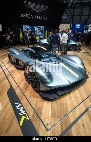 Première mondiale de Aston Martin AMR Valkyrie super voiture à Genève International Motor Show 2017 Banque D'Images