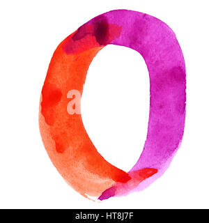 Zéro - alphabet aquarelle colorée Banque D'Images