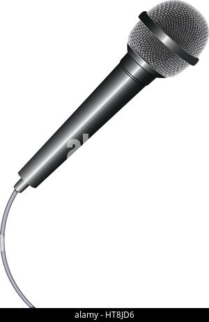 Microphone dynamique sur fond blanc, le microphone avec la ligne isolée du contexte Illustration de Vecteur