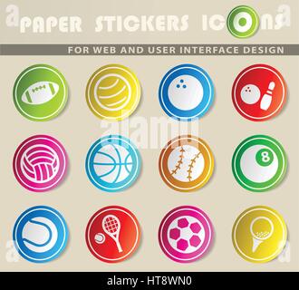 Sport balls vector icons sur les boutons en verre Illustration de Vecteur