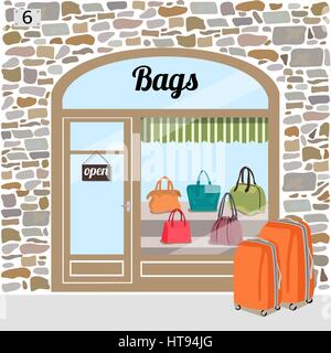 Boutique de sacs ou des sacs de magasin. Illustration de Vecteur