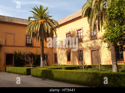 Jardins des palais Patio Alcazar, Séville, Espagne Banque D'Images