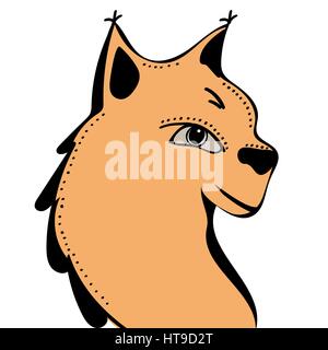 Cute funny cartoon head Lynx Illustration de Vecteur