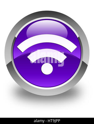 Connexion Wi-Fi au réseau local isolé sur l'icône bouton rond violet brillant abstract illustration Banque D'Images