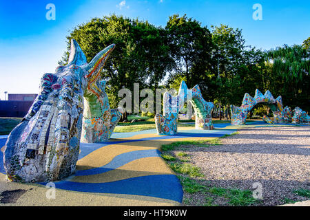 La mosaïque dragon à Fannie Mae Dees Park, également connu sous le nom de Dragon Park, à Nashville, Tennessee. Banque D'Images