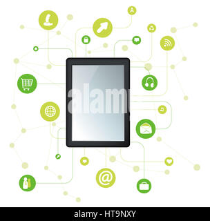 Tablette numérique avec des icônes d'applications Banque D'Images