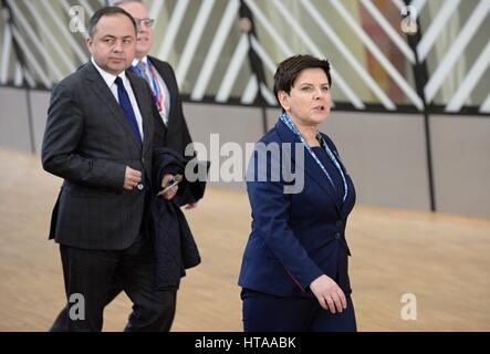 Bruxelles, Belgique. 09Th Mar, 2017. Le Premier ministre polonais Beata Szydlo arrive pour un sommet de l'UE à Bruxelles, Belgique, le 9 mars 2017. Credit : Jakub Dospiva/CTK Photo/Alamy Live News Banque D'Images