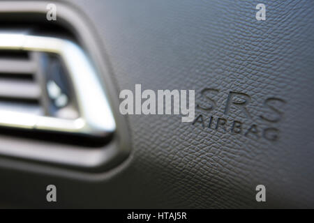 Close Up of Avis sur tableau de bord Voiture Airbag Banque D'Images