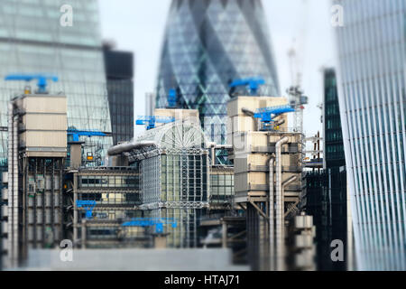 Minaturised Shot de bâtiments dans le quartier financier de Londres Banque D'Images