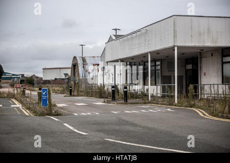 Vues de l'entrée de l'aérodrome à l'abandon maintenant dans l'aéroport Manston de Thanet, Margate Banque D'Images