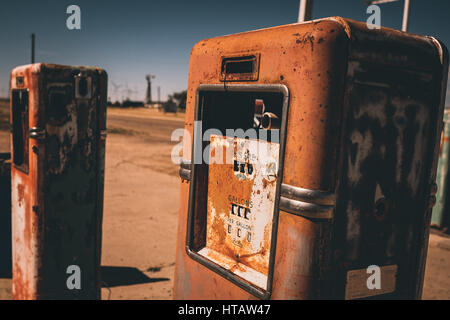 Vieille Ville Fantôme Gas Station, Adrian, Texas Banque D'Images