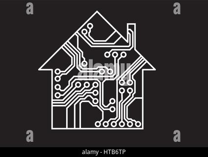 Blanc et noir à la personne intelligente, vecteur de circuit imprimé simple Illustration de Vecteur