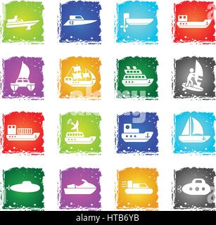 Yachts et bateaux navires icônes de grunge style pour votre conception Illustration de Vecteur