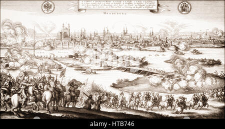 Le siège et la destruction de Magdeburg en 1631 par les troupes impériales en vertu de Tilly et de Pappenheim au cours de la guerre de Trente Ans Banque D'Images