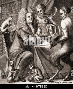 Portrait satirique de Jacob Paul von Gundling, 1673-1731, un historien allemand, du tabac, du Cabinet de Frederick William J Banque D'Images