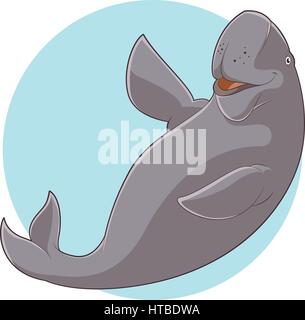 Cartoon Smiling Dugong Illustration de Vecteur