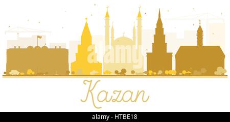 La ville de Kazan golden silhouette. vector illustration. simple télévision concept pour tourisme présentation, bannière, un placard ou un site web. Illustration de Vecteur