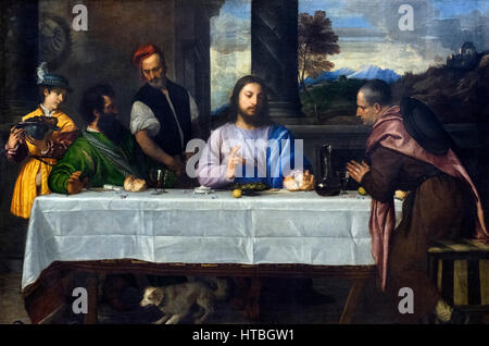 Le souper à Emmaüs par Tiziano Vecellio (Titien), c.1530, Louvre, Paris. Banque D'Images