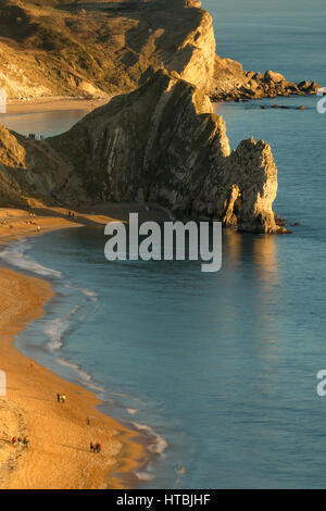 Durdle door et st oswald's Bay à partir de la tête, bat, Purbeck Côte Jurassique, Dorset, England, UK Banque D'Images