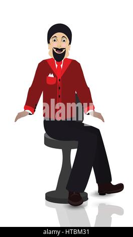 L'homme est en attente. Assis dans un fauteuil Illustration de Vecteur