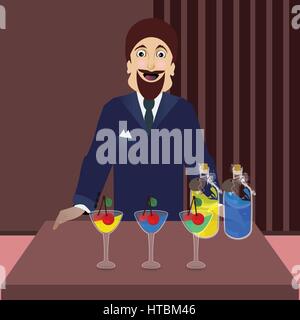 Un homme de boire une bouteille de cocktail Illustration de Vecteur