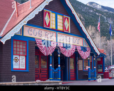 Cog Railway Depot, Manitou Springs, Colorado. Banque D'Images