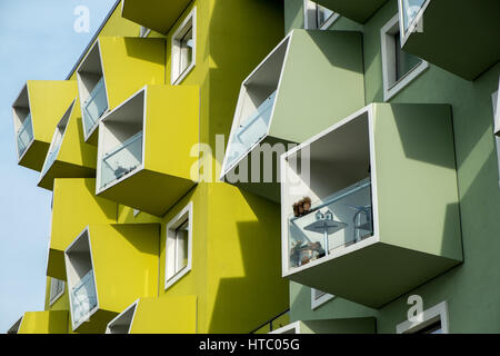 Appartements KAB, personnes âgées, bloc à Ørestad, Copenhague, Danemark Banque D'Images