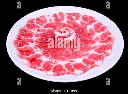 Tranche de porc pour définir l'ordre de shabu manu photo en studio d'éclairage. Banque D'Images