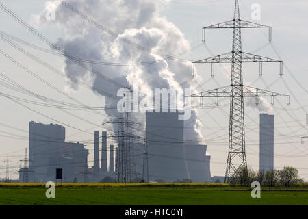 Éco-fire-station Neurath, RWE-Power Energy Company brown coal power station, Grevenbroich, Rhénanie du Nord-Westphalie, Allemagne Europe Banque D'Images